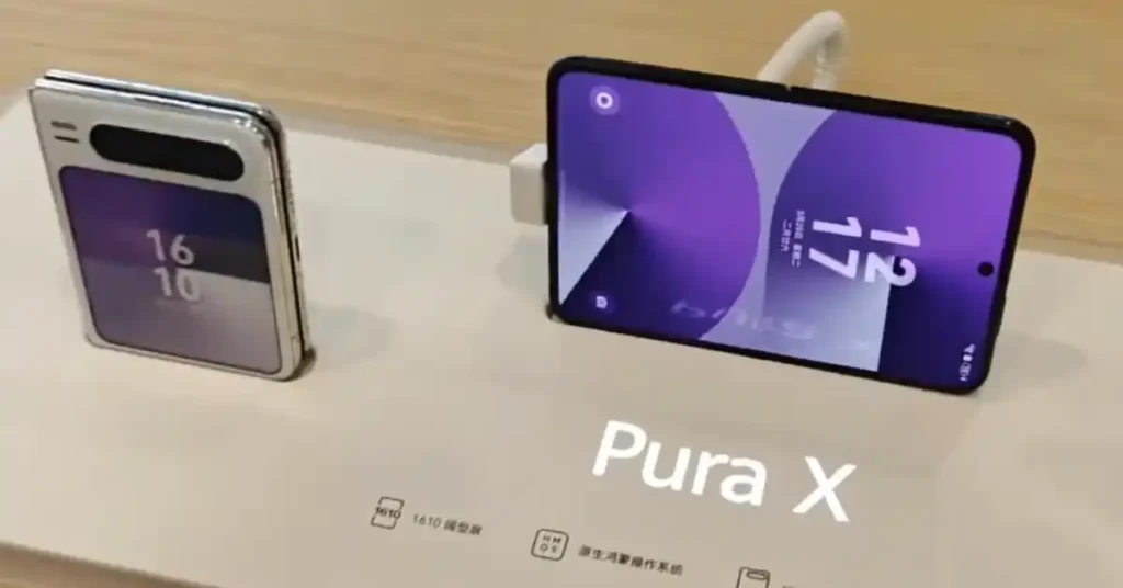 Huawei Pura X2 foldable phone render featuring wide 16:10 display
