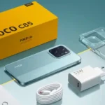 POCO C85 5G smartphone in purple color with dual rear cameras