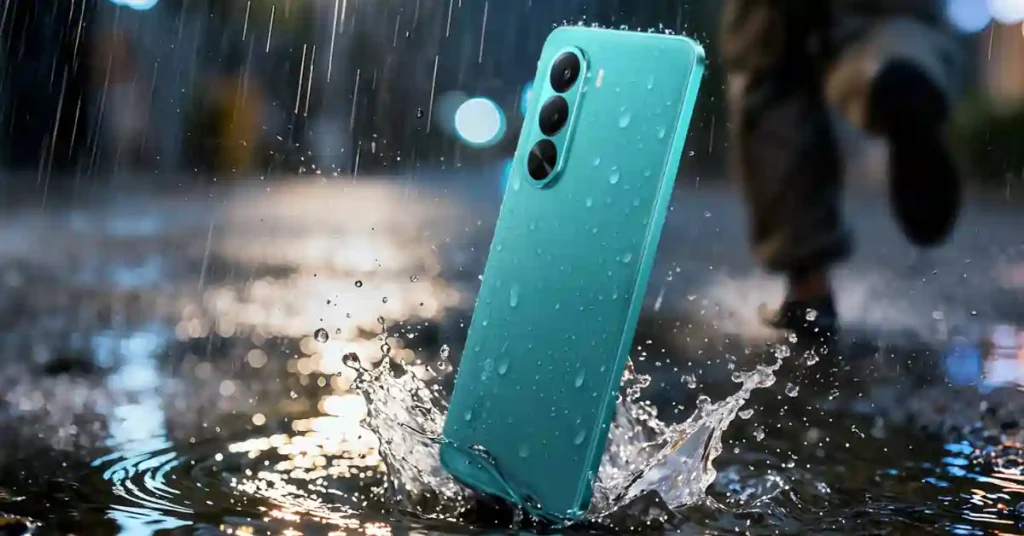 Realme P4x 5G smartphone with IP64 water and dust resistance