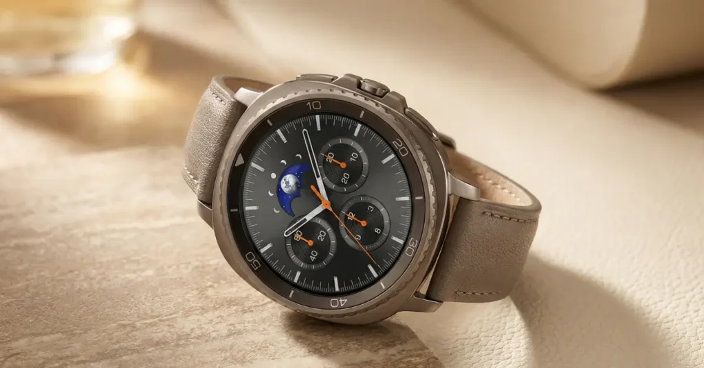 Samsung Galaxy Watch 8 sleek design in Taupe color