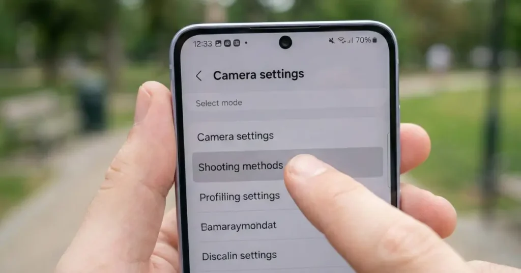 Enable Show Palm on Galaxy S25 Setting Tap on Shooting methods