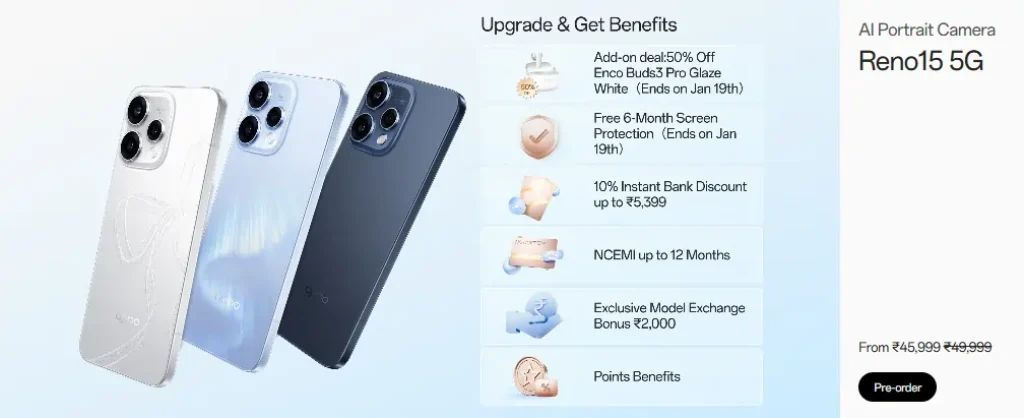 OPPO Reno 15 5G 6,500mAh battery with 80W charging