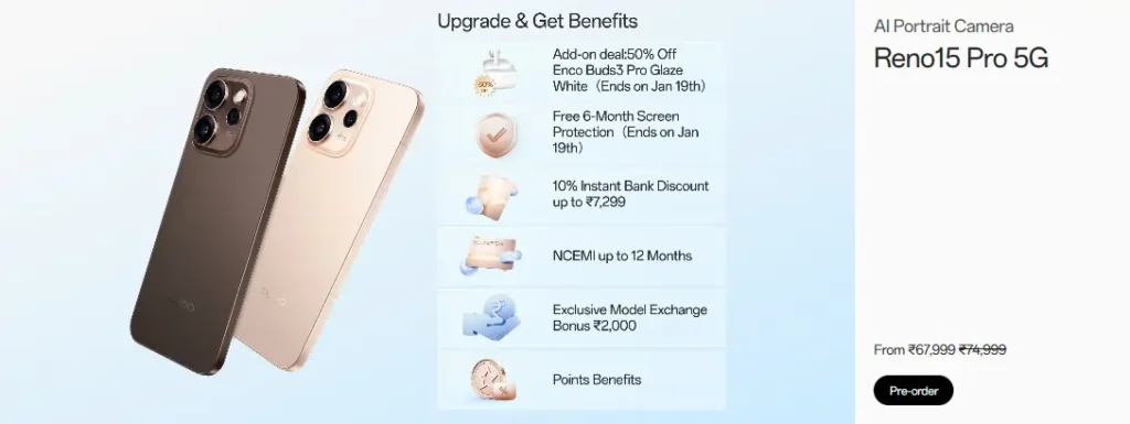 OPPO Reno 15 Pro 5G 6.78-inch 1.5K LTPO AMOLED screen