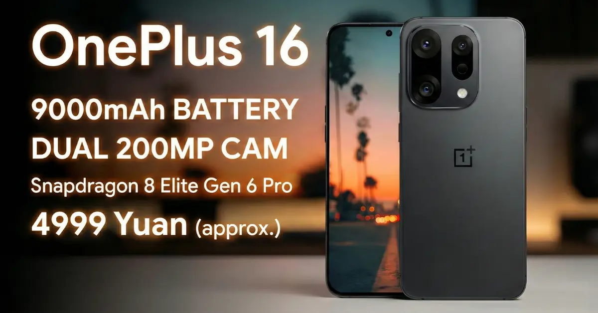 OnePlus 16 Price in India Tipped: 9000mAh Battery & Dual 200MP Camera