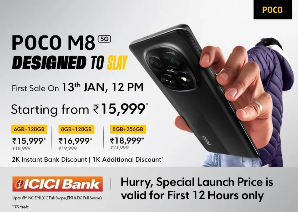 Poco M8 5G sale starts January 13th on Flipkart