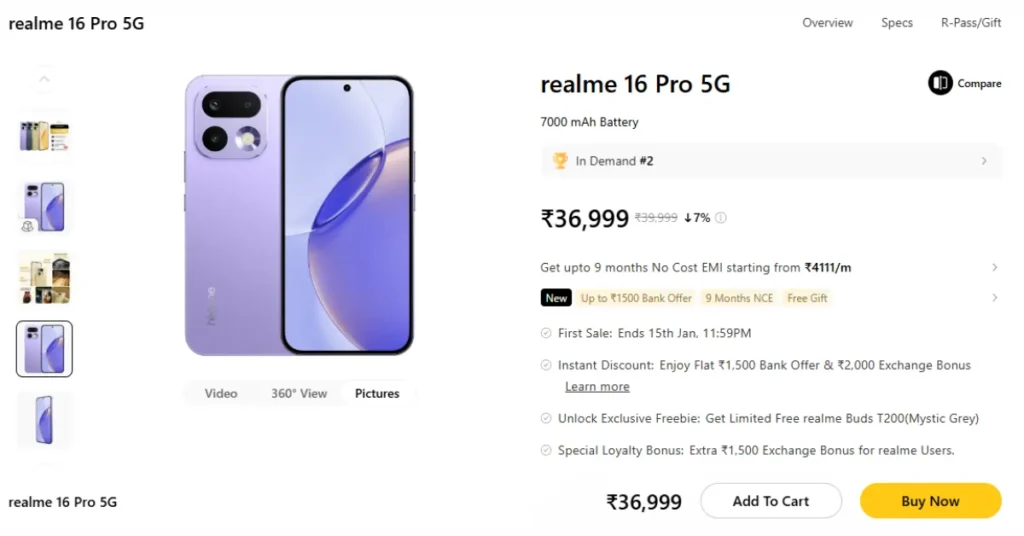 Realme 16 Pro 5G India Price & Launch Offers