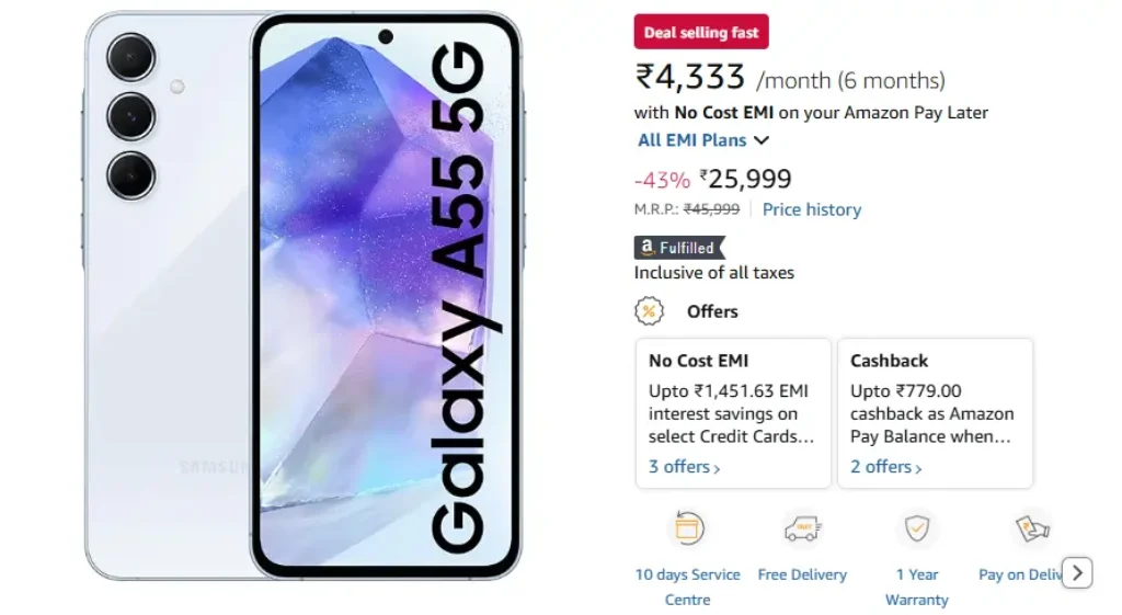 Samsung Galaxy A55 Beats Newer Rivals at ₹25,999