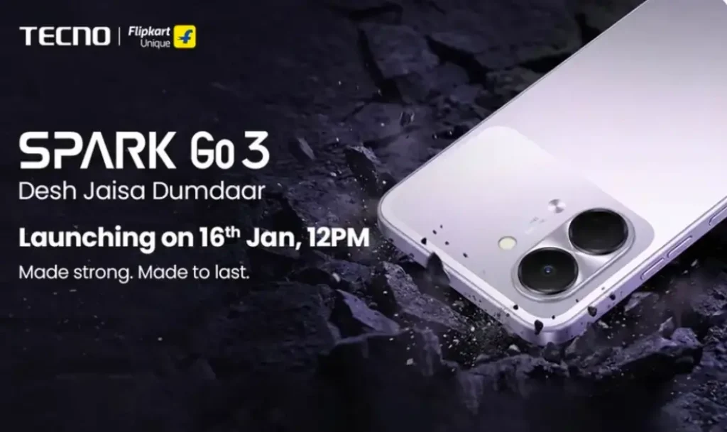 Tecno Spark Go 3 will launch in India on January 16th