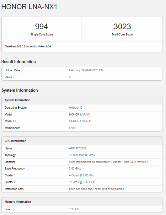 Honor 600 Lite Geekbench