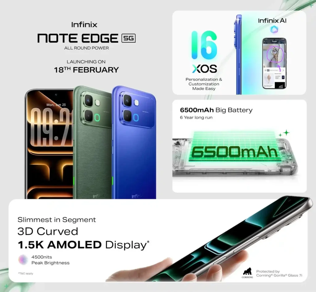 Infinix Note Edge 5G Confirmed: India’s First Dimensity 7100 Phone Arrives Feb 18 2 Infinix Note Edge 5G official specs and launch date revealed