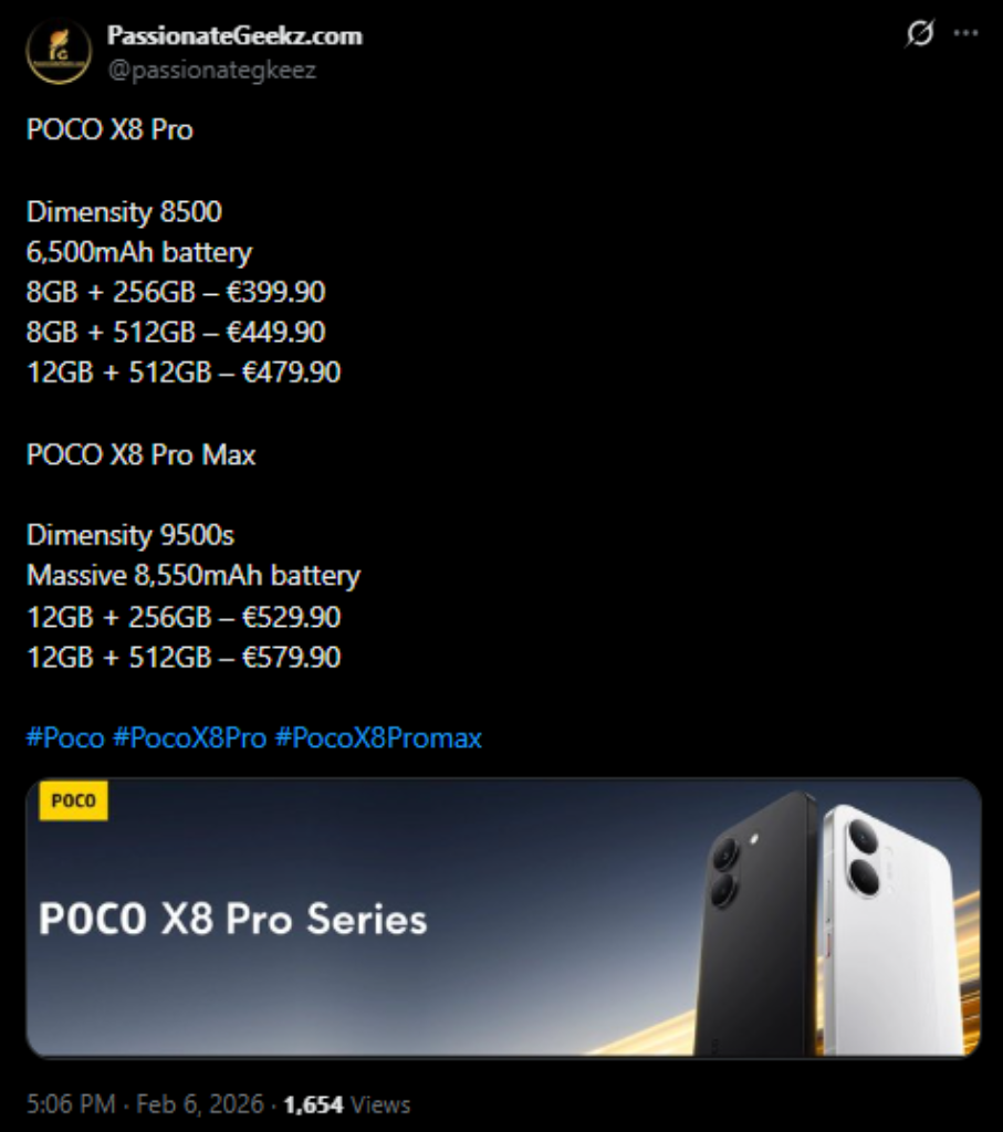 POCO X8 series price expected around ₹56,650 to ₹62,000