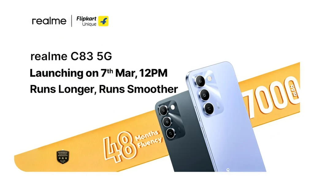 Realme C83 5G March 7, 2026, launch in India,