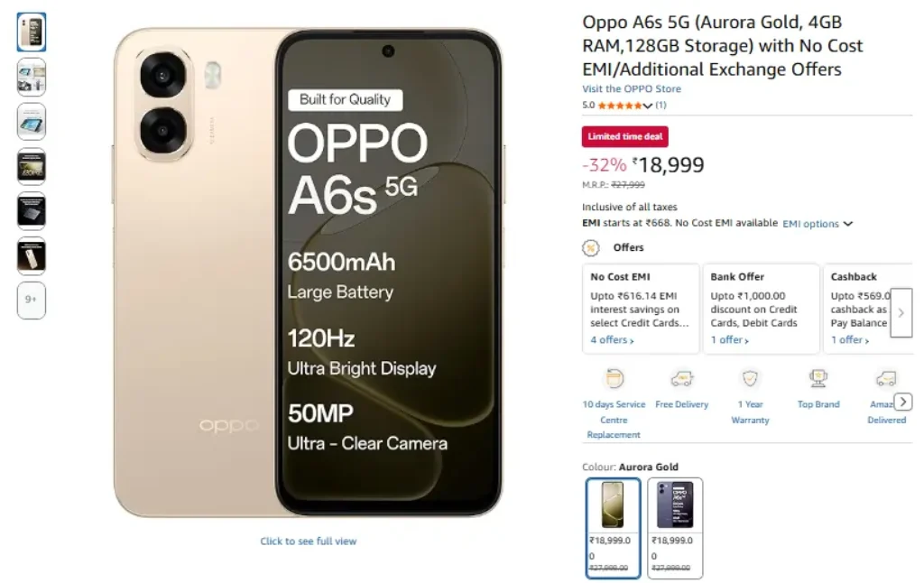 Oppo A6s 5G Price Drops to ₹18,999 on Amazon: Read This Before You Buy 2 Oppo A6s 5G Price Drops on Amazon