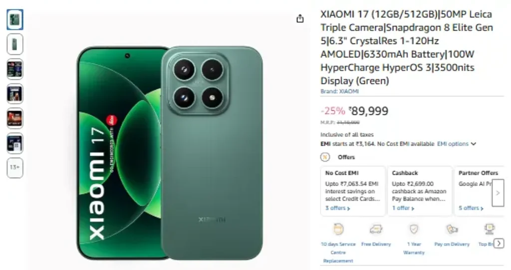 Xiaomi 17 Series Amazon Sale Live: Check Rs 89,999 Price Drop and Offers 2 Xiaomi 17 Amazon Price Drop