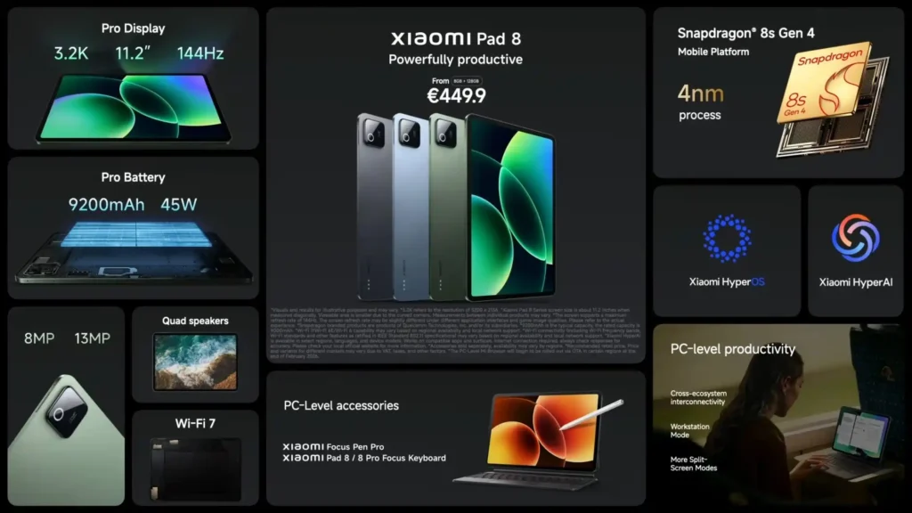 Xiaomi Pad 8 Key Specification