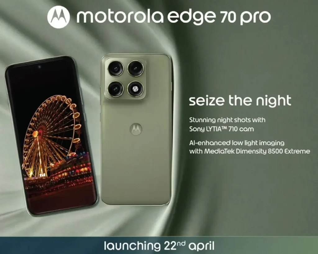 Motorola Edge 70 Pro launch on 22 April
