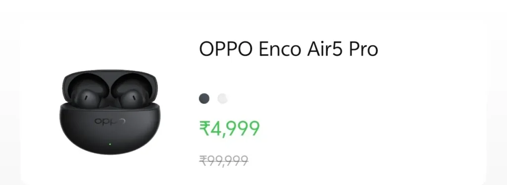 Oppo Enco Air 5 Pro priced at Rs 4,999