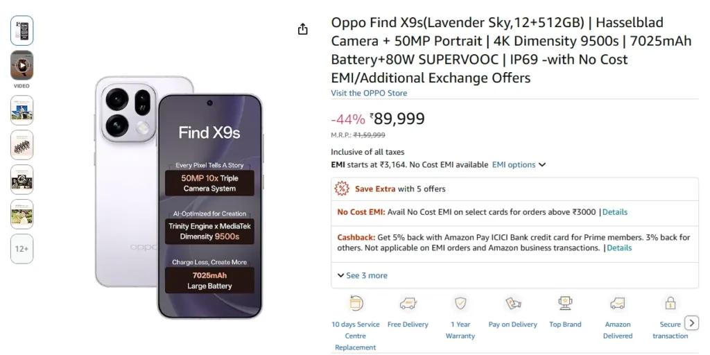 Oppo Find X9s Offer: Get Huge Deal Under Rs 73,000 on Amazon 3 Oppo Find X9s Offer on Amazon