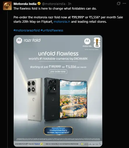 Motorola Razr Fold India Launch: Price, Specs, Sale Date 2 Motorola Razr Fold arrived in India
