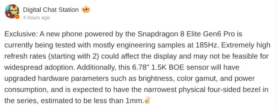 OnePlus 16 Leak Exposes 185Hz BOE Screen and Huge Battery 2 OnePlus 16 Leak 1.5K BOE display