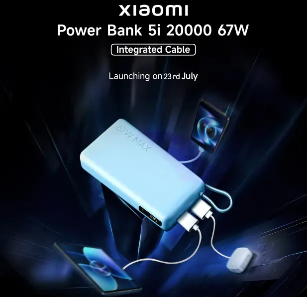 Xiaomi Power Bank 5i 20000 67W Announced: 67W Fast Charging with a Built-in Cable 3 Xiaomi Power Bank 5i 20000 67W Amazon teaser