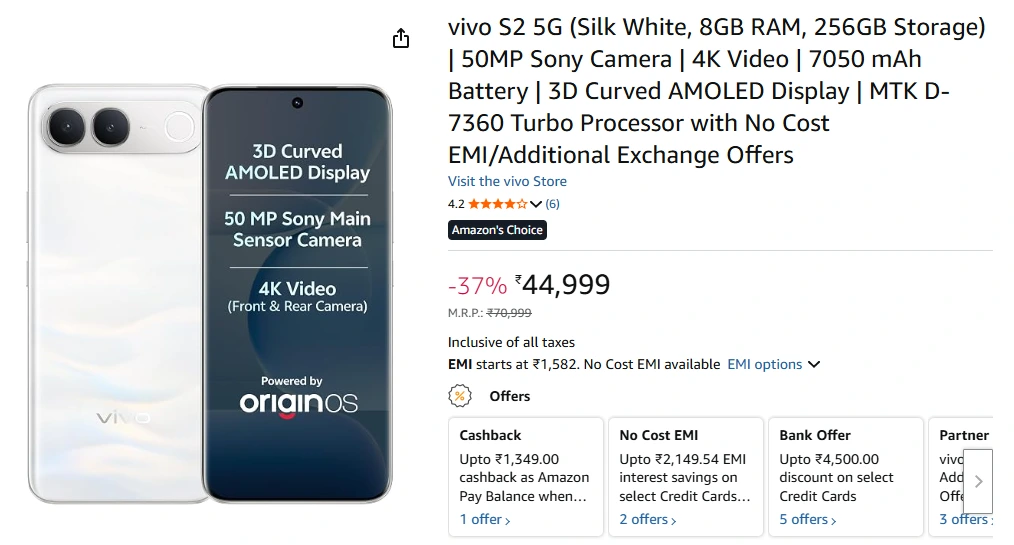 vivo S2 5G offer on Amazon
