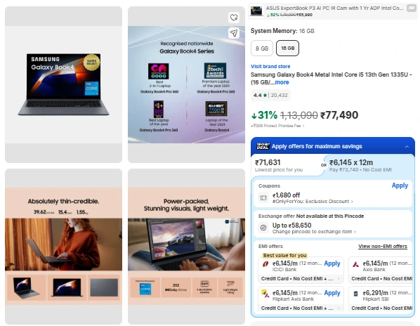 Samsung Galaxy Book4 Massive Flipkart Offer